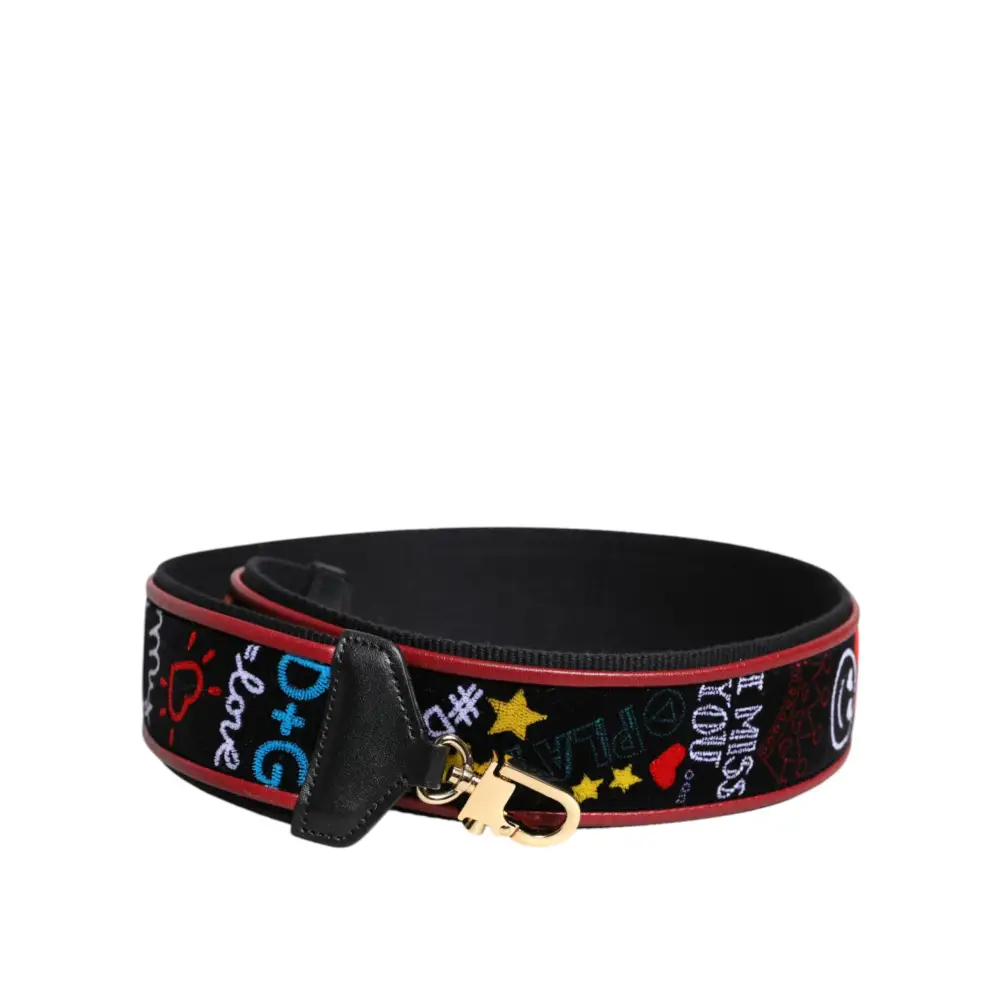 Dolce & Gabbana Schwarze bedruckte Baumwolltasche mit Schulterriemen