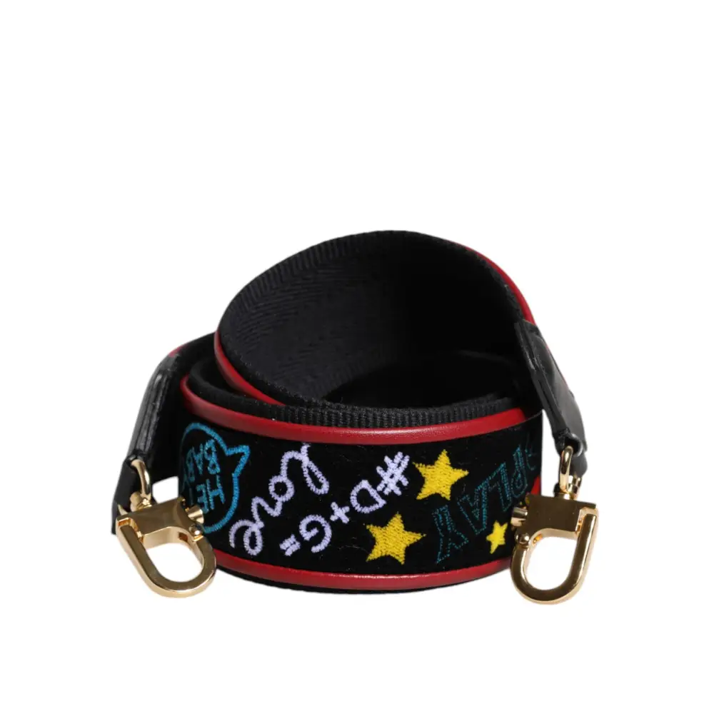 Dolce & Gabbana Schwarze bedruckte Baumwolltasche mit Schulterriemen