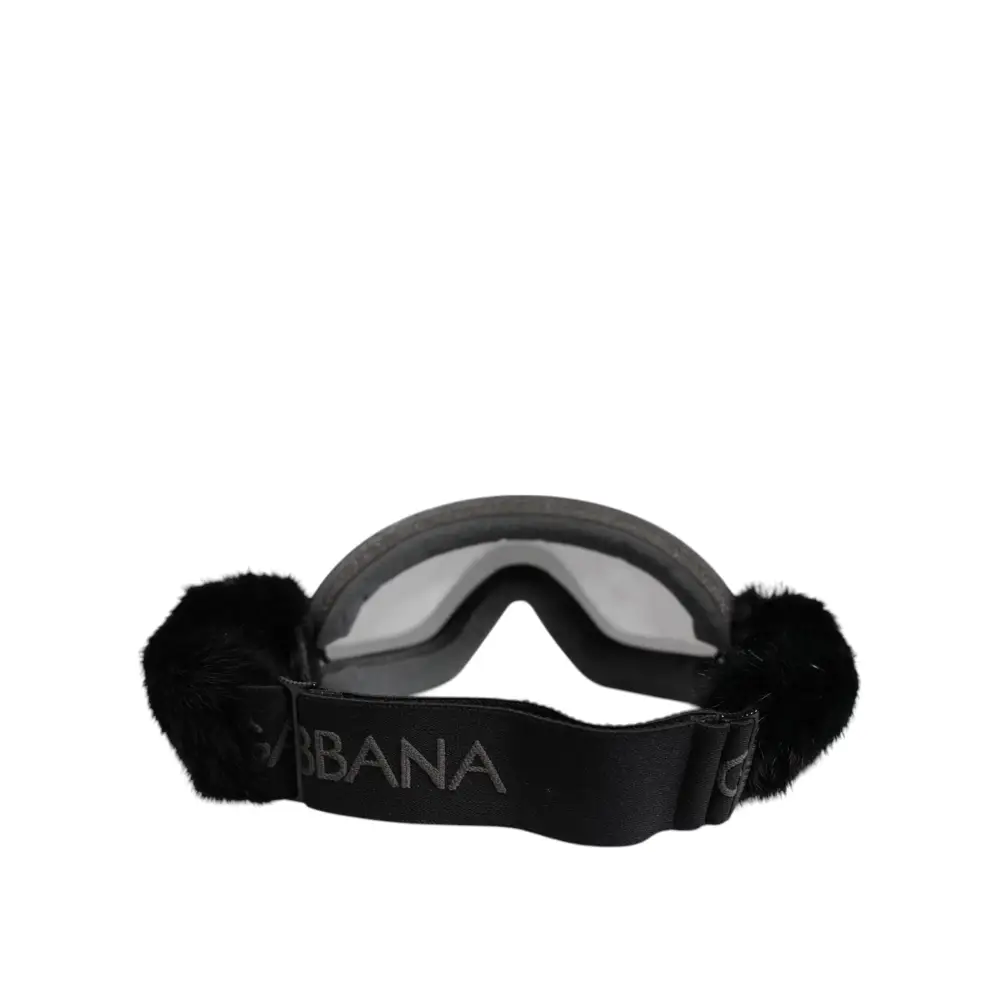 Dolce & Gabbana Schwarze Bi0759 Spitze verspiegelte Skibrille Maske Sonnenbrille