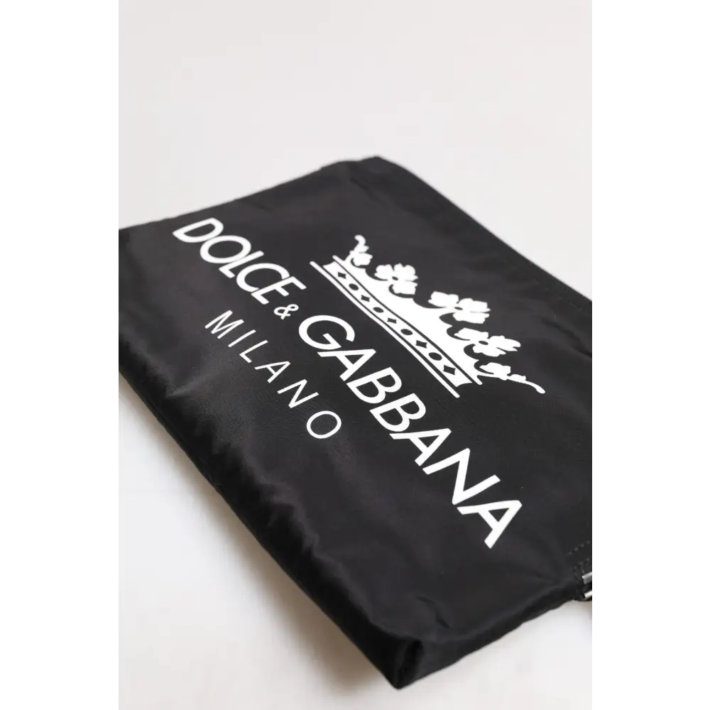 Dolce & Gabbana Schwarze DG Milano Print Nylon Pouch Clutch Tasche