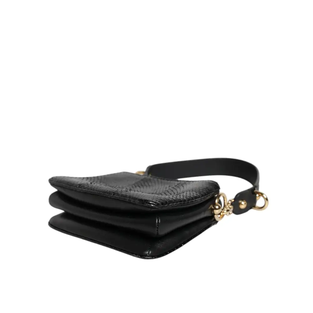 Dolce & Gabbana Schwarze Exotenleder-Schulterriemen-Clutch-Tasche