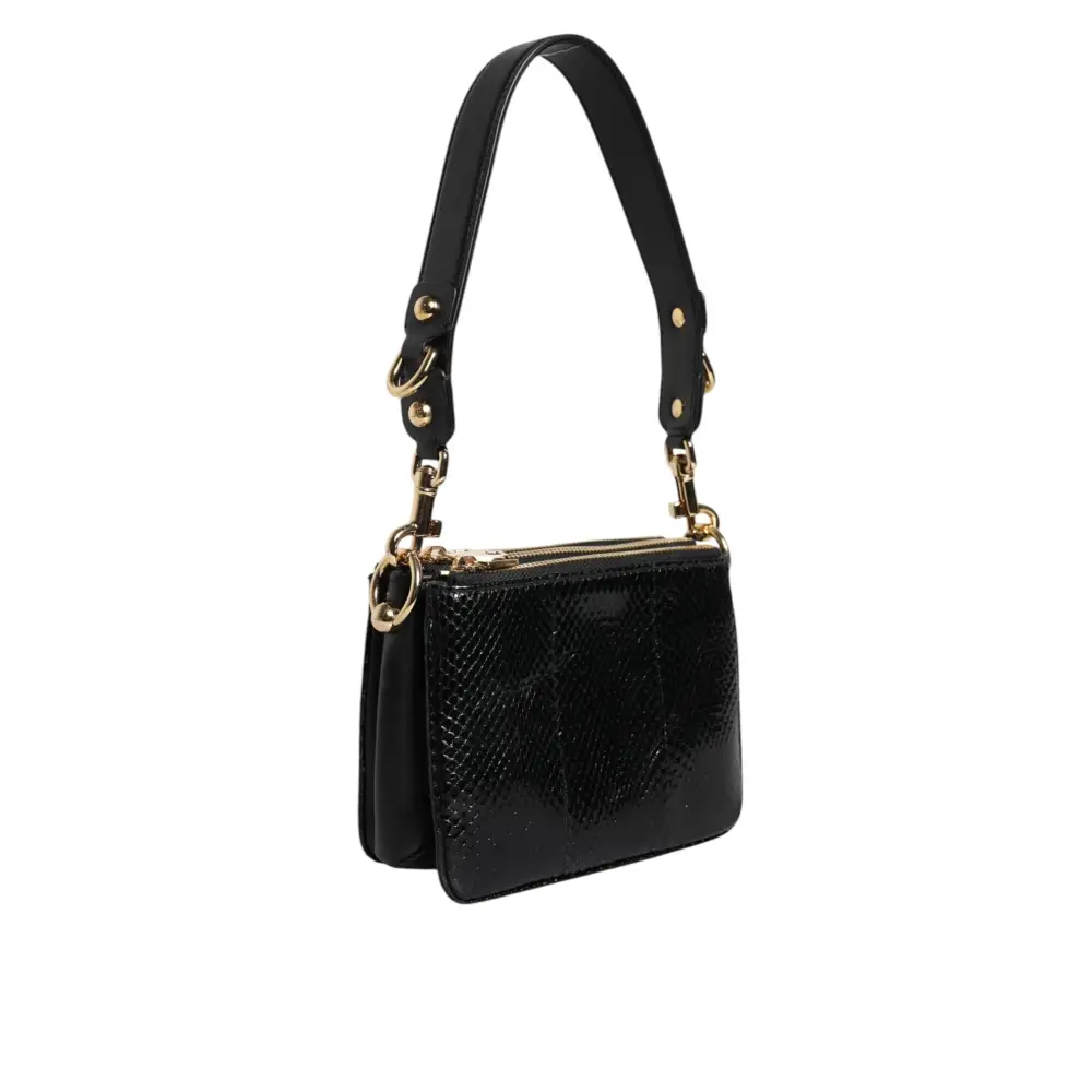 Dolce & Gabbana Schwarze Exotenleder-Schulterriemen-Clutch-Tasche