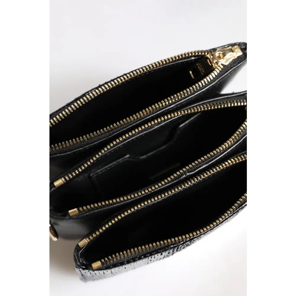 Dolce & Gabbana Schwarze Exotenleder-Schulterriemen-Clutch-Tasche