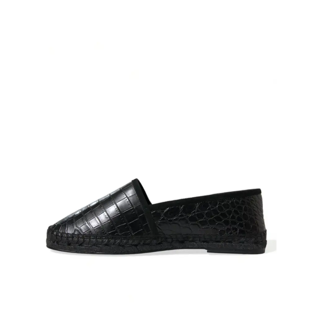 Dolce & Gabbana Schwarze Exotische Leder Espadrilles Slip On Schuhe - EU43/US10