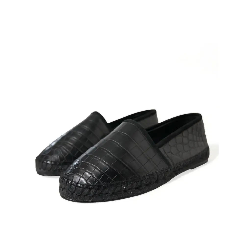 Dolce & Gabbana Schwarze Exotische Leder Espadrilles Slip On Schuhe - EU43/US10
