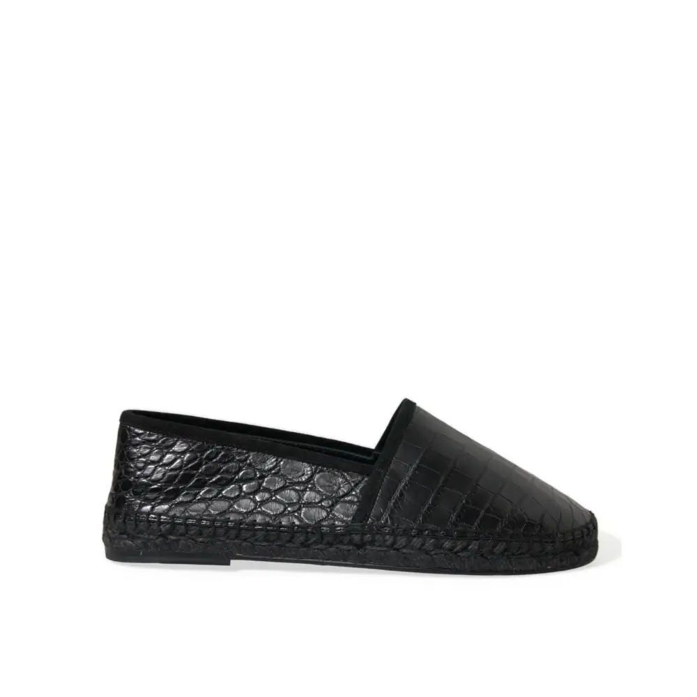 Dolce & Gabbana Schwarze Exotische Leder Espadrilles Slip On Schuhe - EU43/US10