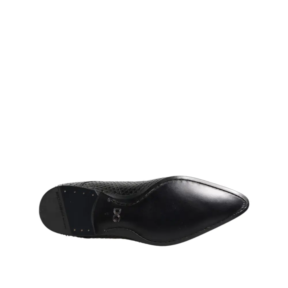 Dolce & Gabbana Schwarze Exotische Leder Schnürschuhe Derby