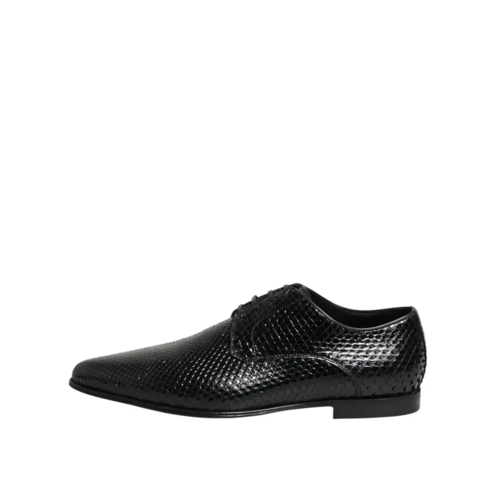 Dolce & Gabbana Schwarze Exotische Leder Schnürschuhe Derby