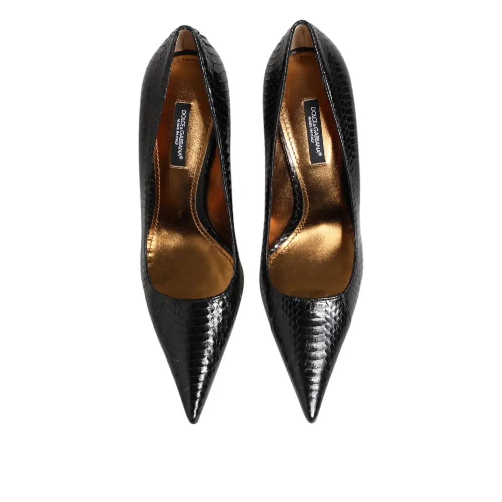 Dolce & Gabbana Schwarze Exotische Leder Stiletto Pumps Schuhe - EU36.5/US6