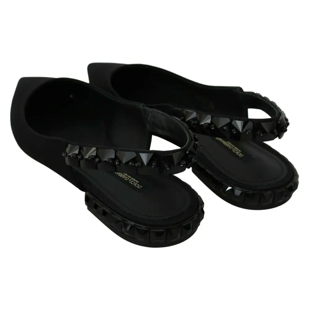 Dolce & Gabbana Schwarze Flats Slingback Charmeuse Schuhe