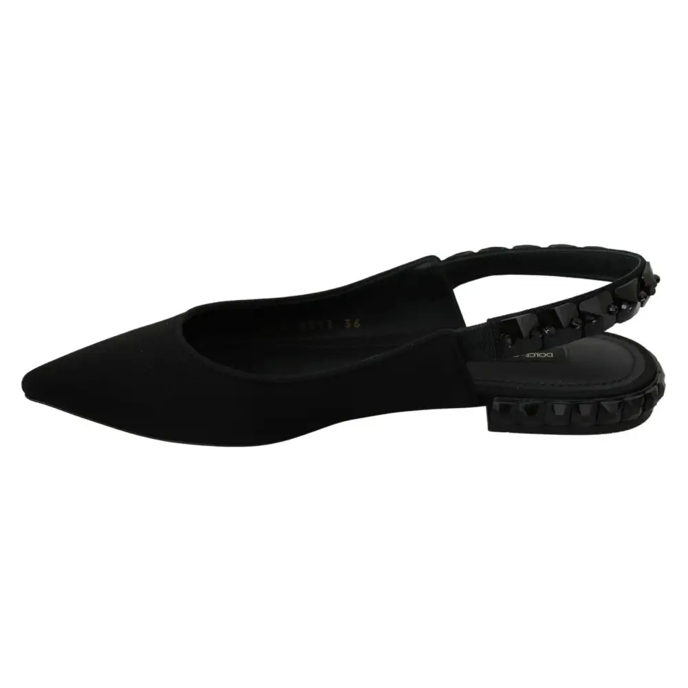 Dolce & Gabbana Schwarze Flats Slingback Charmeuse Schuhe