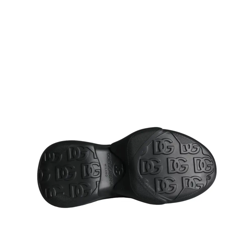 Dolce & Gabbana Schwarze Foiled Rubber Toy Low Top Sneakers Schuhe - EU44/US11