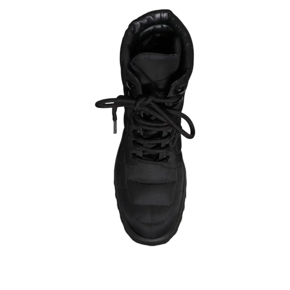 Dolce & Gabbana Schwarze gepolsterte Mid Calf Lace Up Stiefel Schuhe - EU39/US6