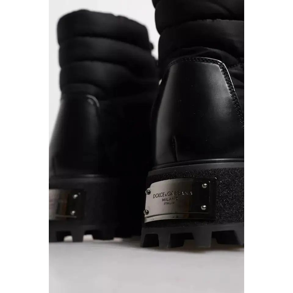Dolce & Gabbana Schwarze gepolsterte Mid Calf Lace Up Stiefel Schuhe - EU39/US6