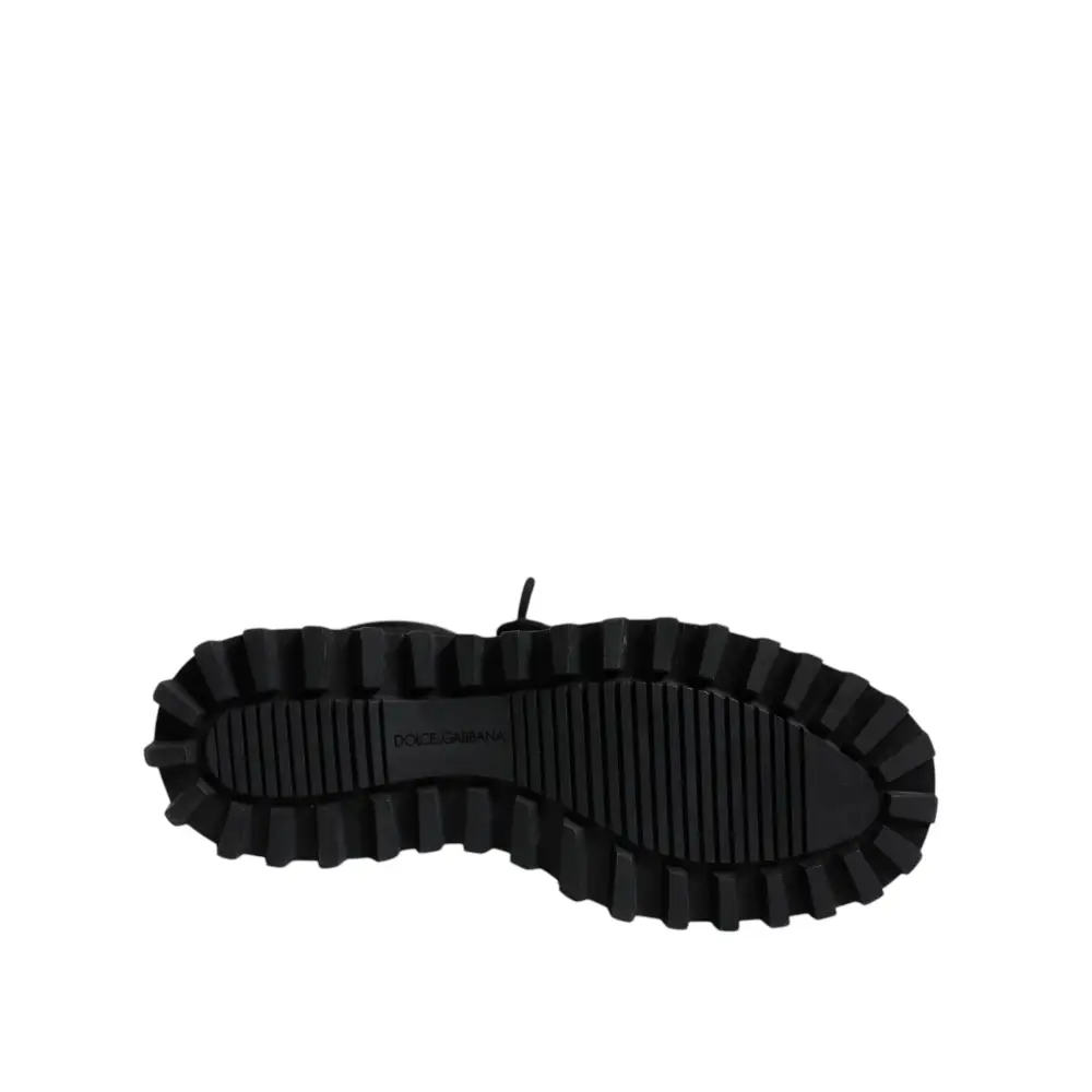 Dolce & Gabbana Schwarze gepolsterte Mid Calf Lace Up Stiefel Schuhe - EU39/US6