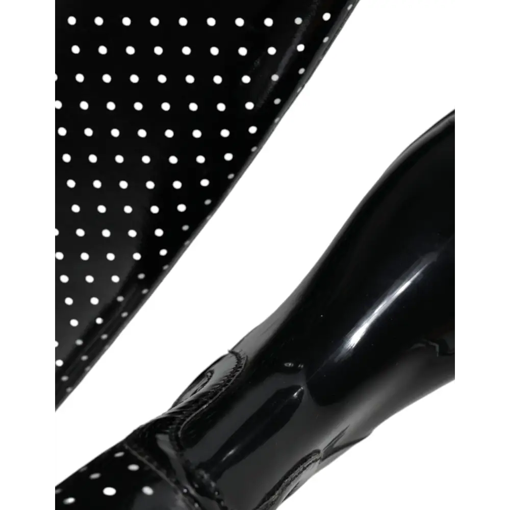 Dolce & Gabbana Schwarze gepunktete kniehohe Gummistiefel Schuhe - EU35/US4.5