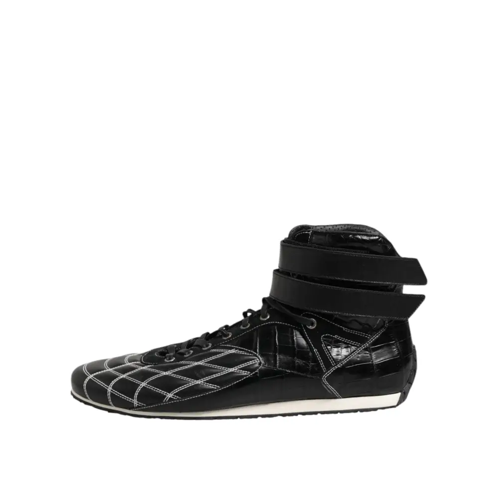 Dolce & Gabbana Schwarze gesteppte Leder Schnürschuhe - EU44/US11