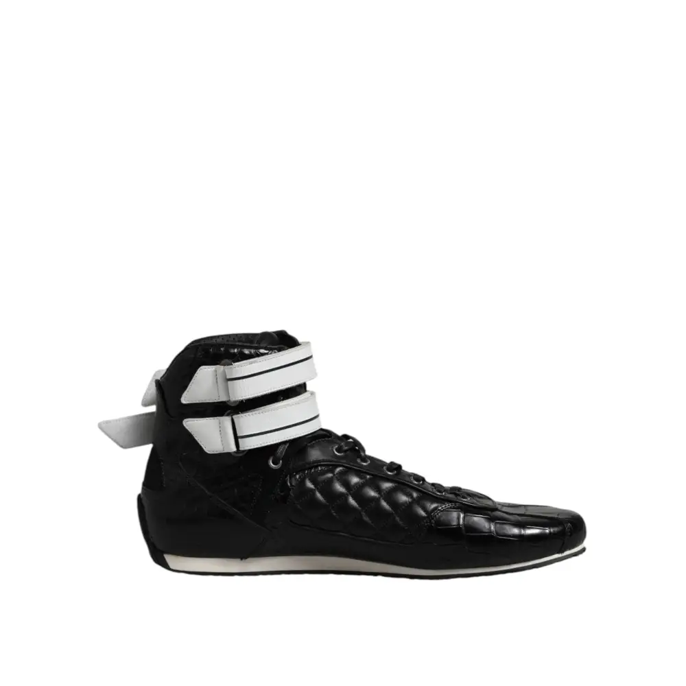 Dolce & Gabbana Schwarze gesteppte Leder Schnürschuhe - EU44/US11