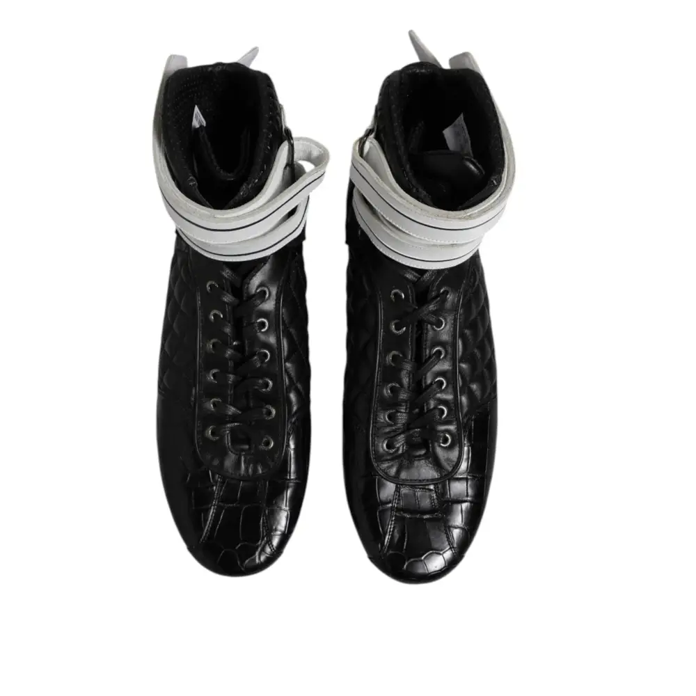 Dolce & Gabbana Schwarze gesteppte Leder Schnürschuhe - EU44/US11