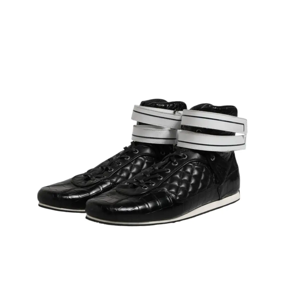 Dolce & Gabbana Schwarze gesteppte Leder Schnürschuhe - EU44/US11