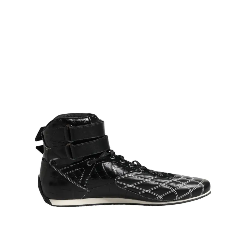 Dolce & Gabbana Schwarze gesteppte Leder Schnürschuhe - EU44/US11