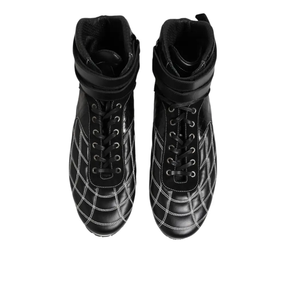 Dolce & Gabbana Schwarze gesteppte Leder Schnürschuhe - EU44/US11