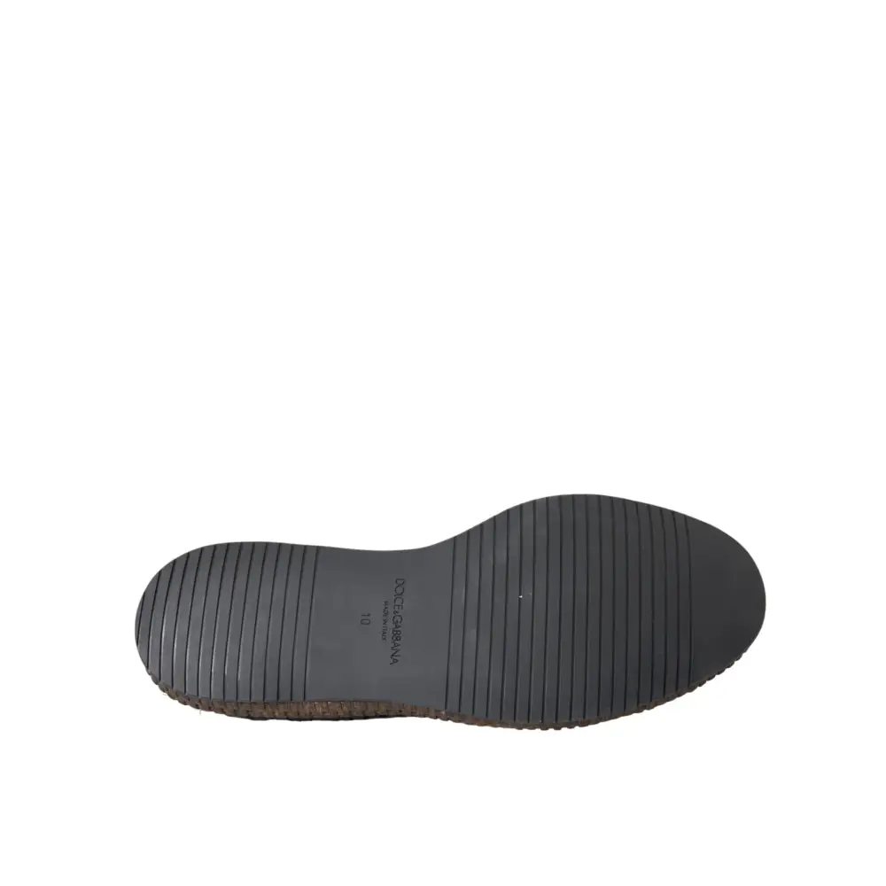 Dolce & Gabbana Schwarze gewebte Ziegenleder Schnürschuhe Derby