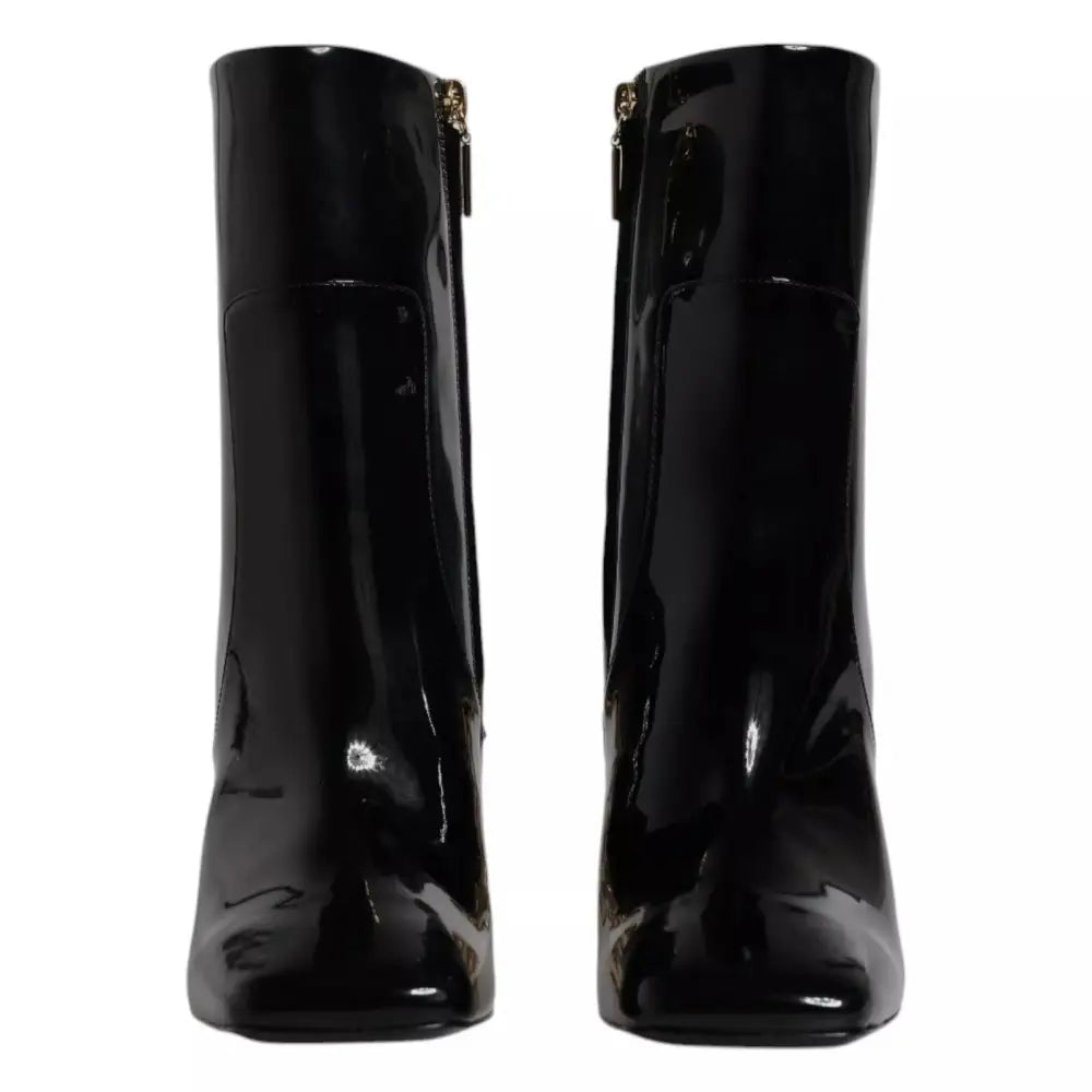 Dolce & Gabbana Schwarze Jackie Leder Mid Calf Stiefel Schuhe