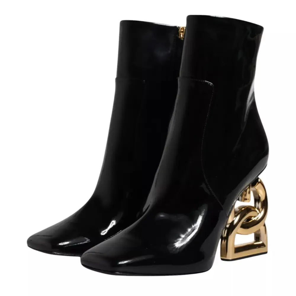 Dolce & Gabbana Schwarze Jackie Leder Mid Calf Stiefel Schuhe