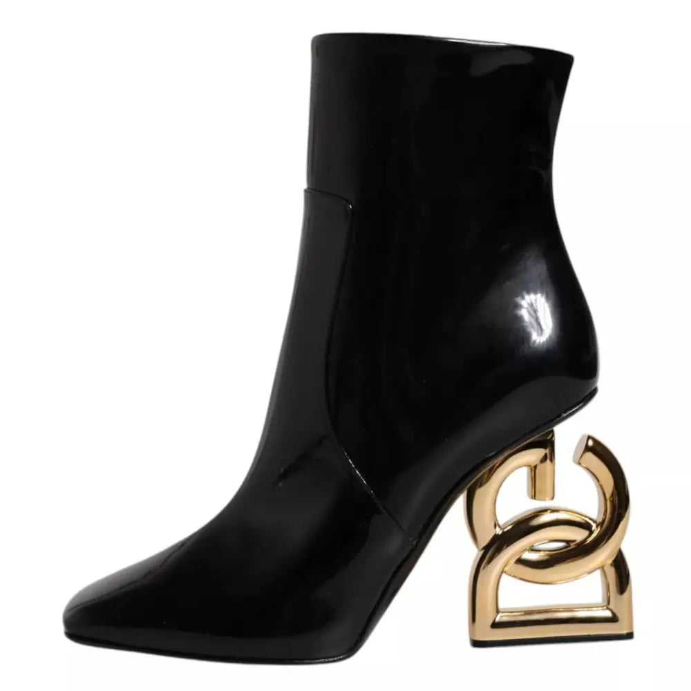 Dolce & Gabbana Schwarze Jackie Leder Mid Calf Stiefel Schuhe