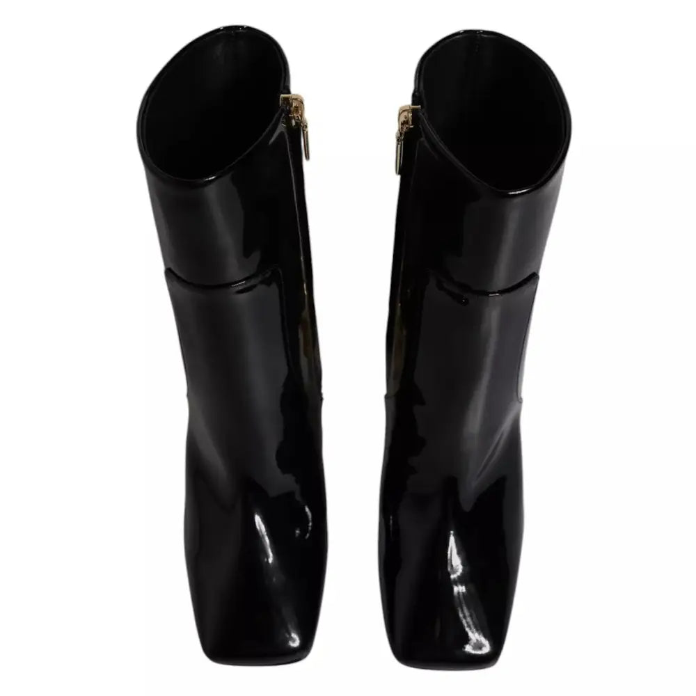 Dolce & Gabbana Schwarze Jackie Leder Mid Calf Stiefel Schuhe