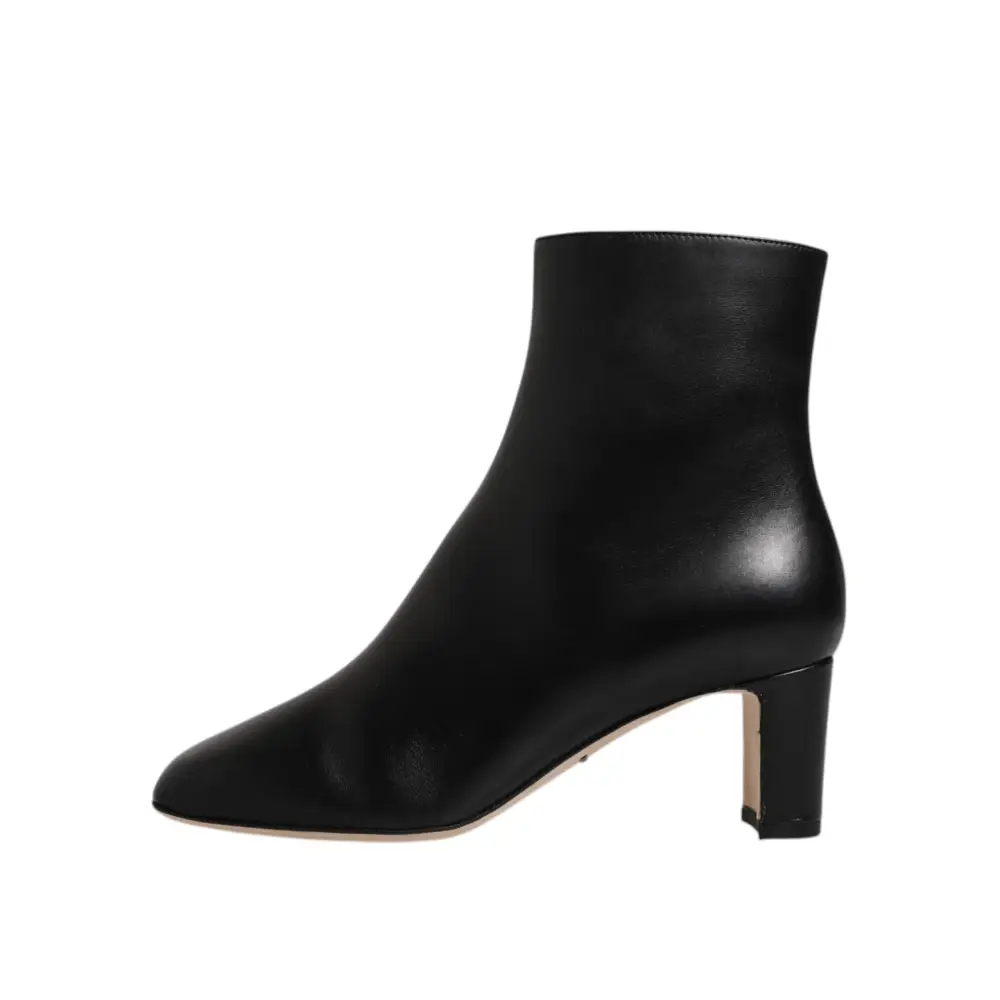 Dolce & Gabbana Schwarze Jackie Leder Mid Calf Stiefel Schuhe - EU37/US7