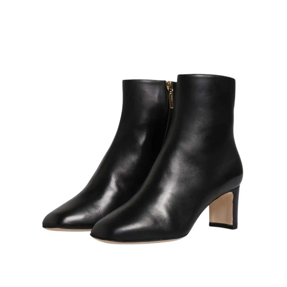 Dolce & Gabbana Schwarze Jackie Leder Mid Calf Stiefel Schuhe - EU37/US7