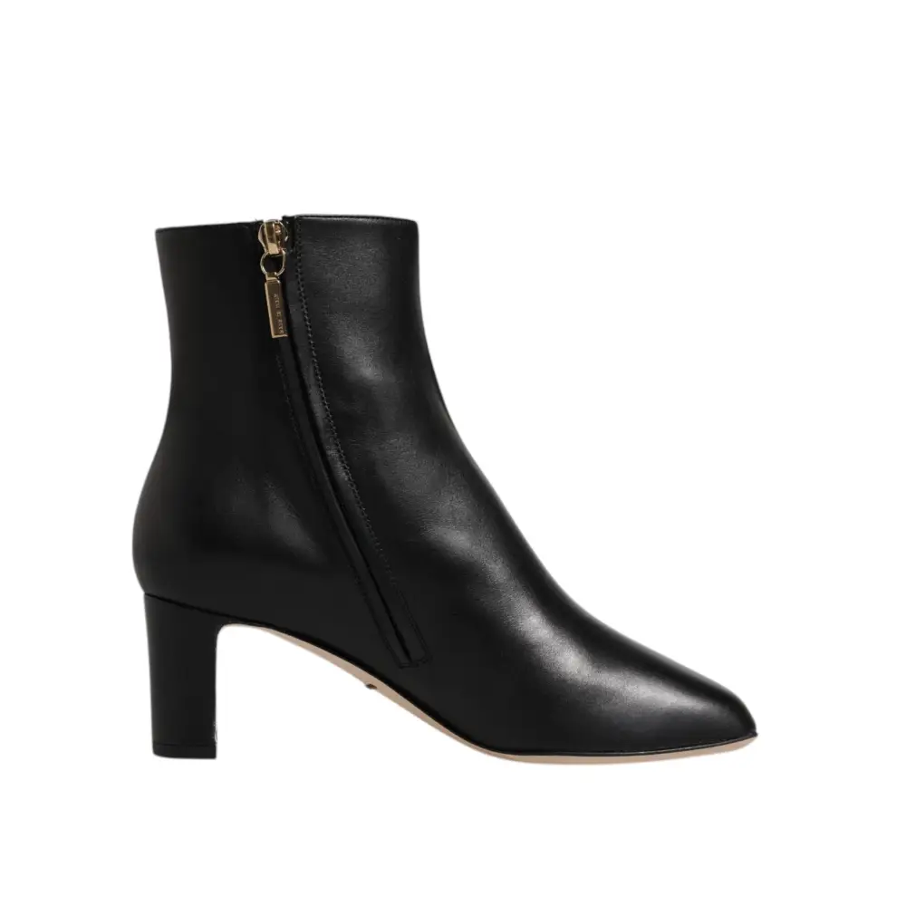 Dolce & Gabbana Schwarze Jackie Leder Mid Calf Stiefel Schuhe - EU37/US7