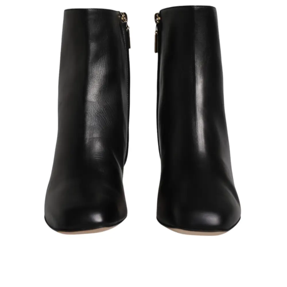 Dolce & Gabbana Schwarze Jackie Leder Mid Calf Stiefel Schuhe - EU37/US7