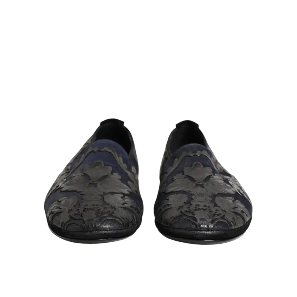 Dolce & Gabbana Schwarze Jacquard-Leder-Slipper - EU44/US11