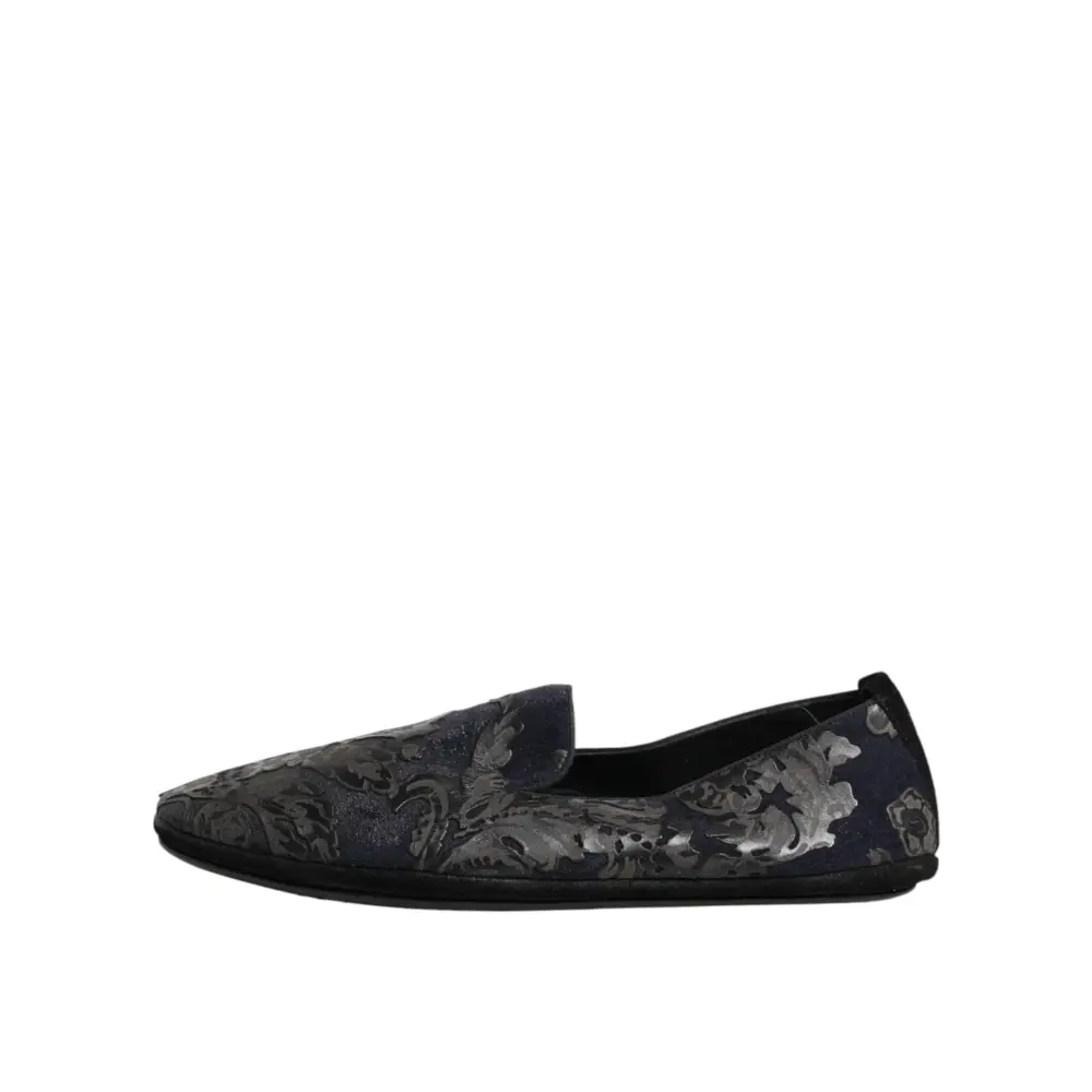 Dolce & Gabbana Schwarze Jacquard-Leder-Slipper - EU44/US11