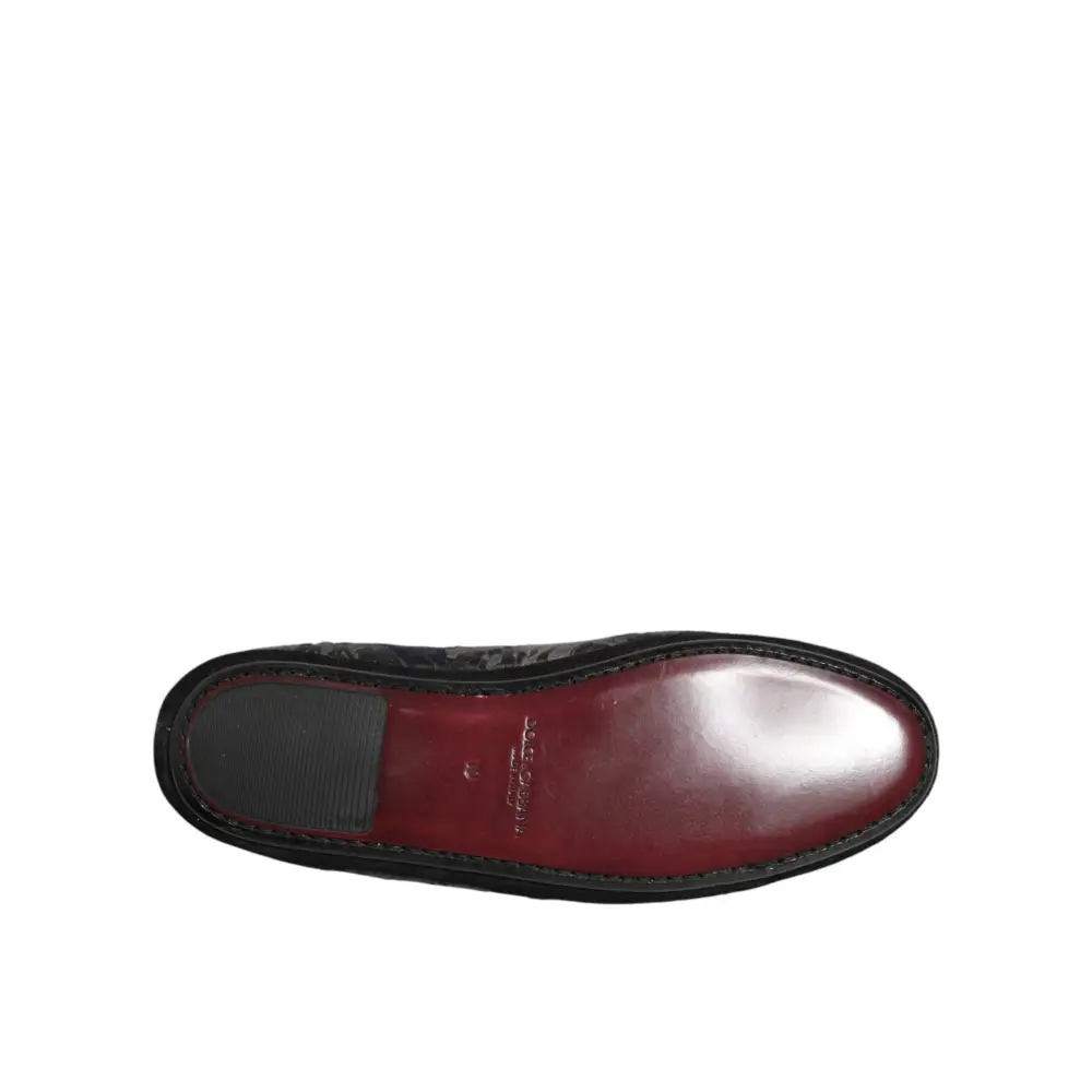 Dolce & Gabbana Schwarze Jacquard-Leder-Slipper - EU44/US11