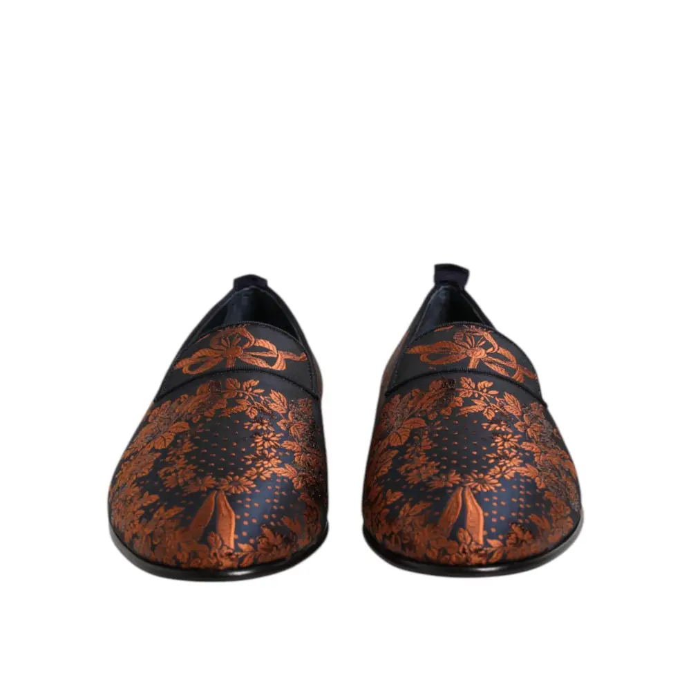 Dolce & Gabbana Schwarze Jacquard Polyester Slipper Schuhe - EU42/US9