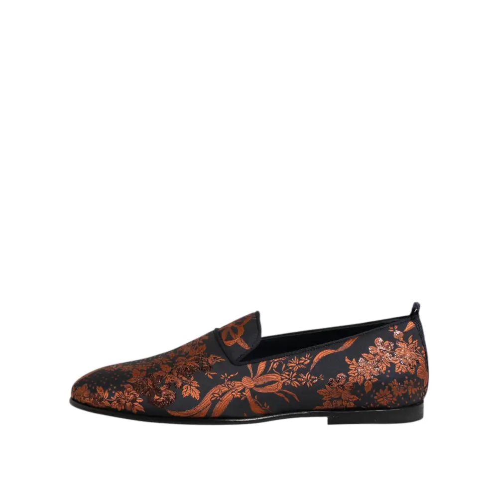 Dolce & Gabbana Schwarze Jacquard Polyester Slipper Schuhe - EU42/US9