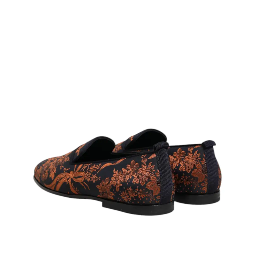 Dolce & Gabbana Schwarze Jacquard Polyester Slipper Schuhe - EU42/US9