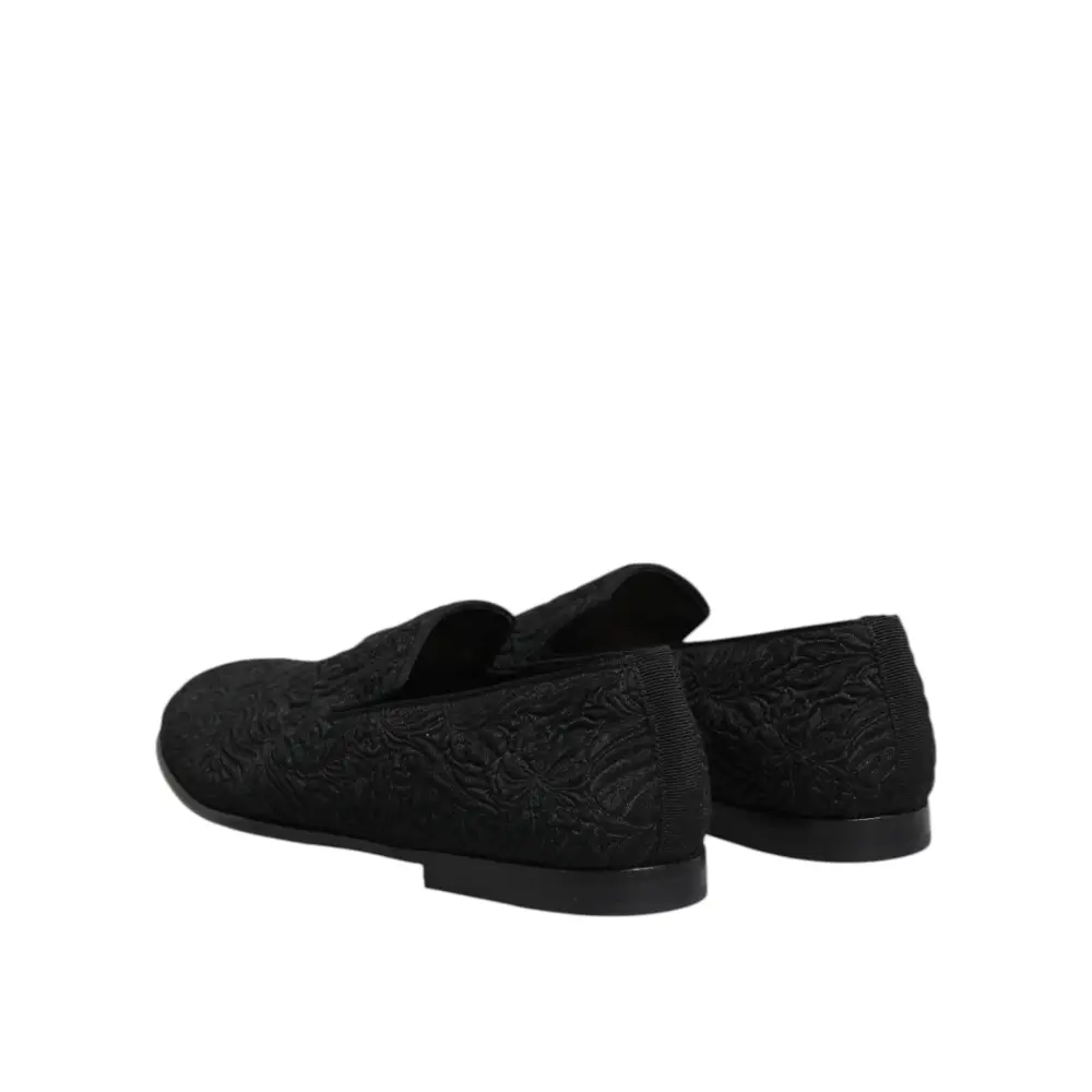 Dolce & Gabbana Schwarze Jacquard Slipper Formelle Schuhe - EU40/US7