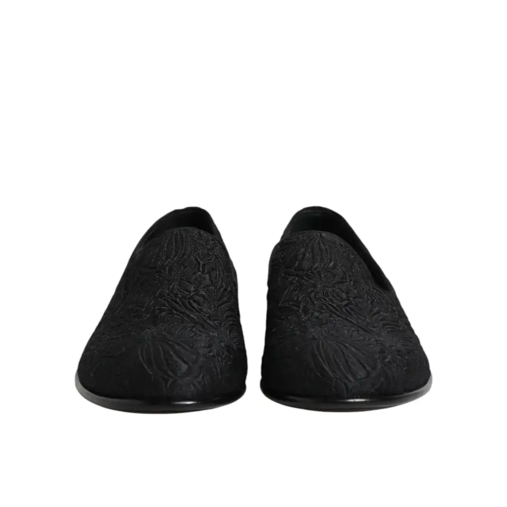 Dolce & Gabbana Schwarze Jacquard Slipper Formelle Schuhe - EU40/US7