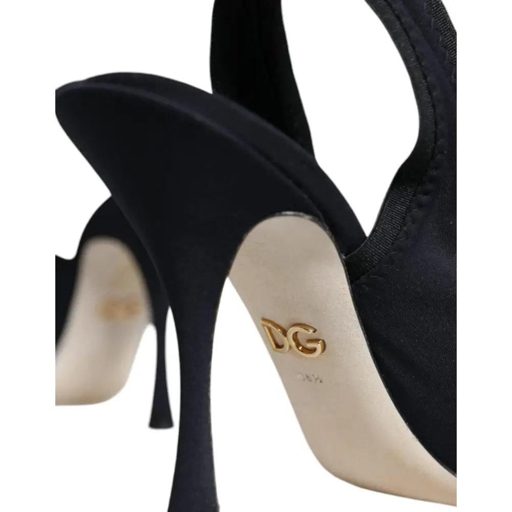 Dolce & Gabbana Schwarze Jersey Stretch Heels Slingback Schuhe - EU36.5/US6