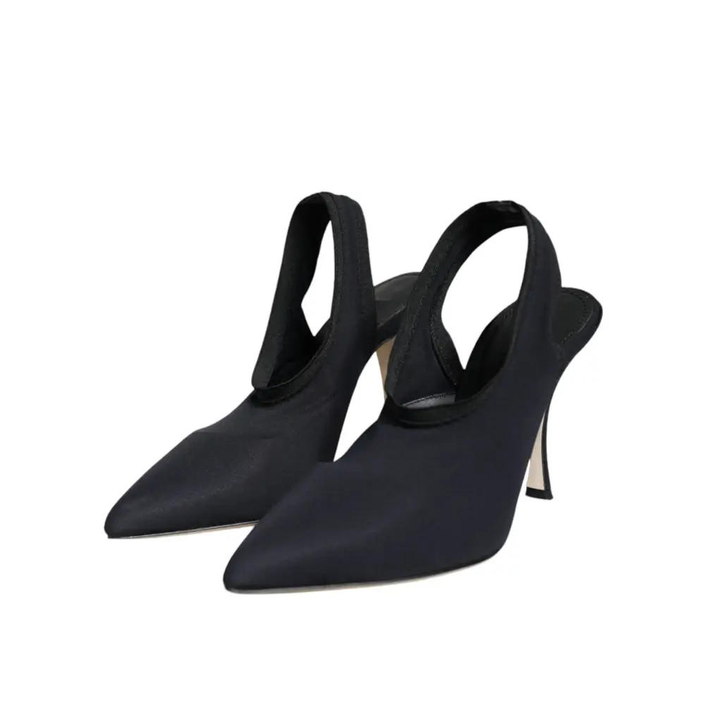 Dolce & Gabbana Schwarze Jersey Stretch Heels Slingback Schuhe - EU36.5/US6