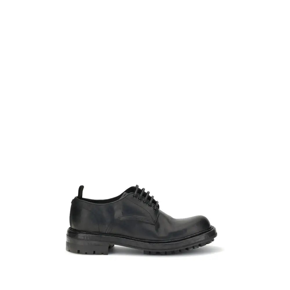 Dolce & Gabbana Schwarze Kalbshaut Bos Taurus Oxford- und Derby-Schuhe