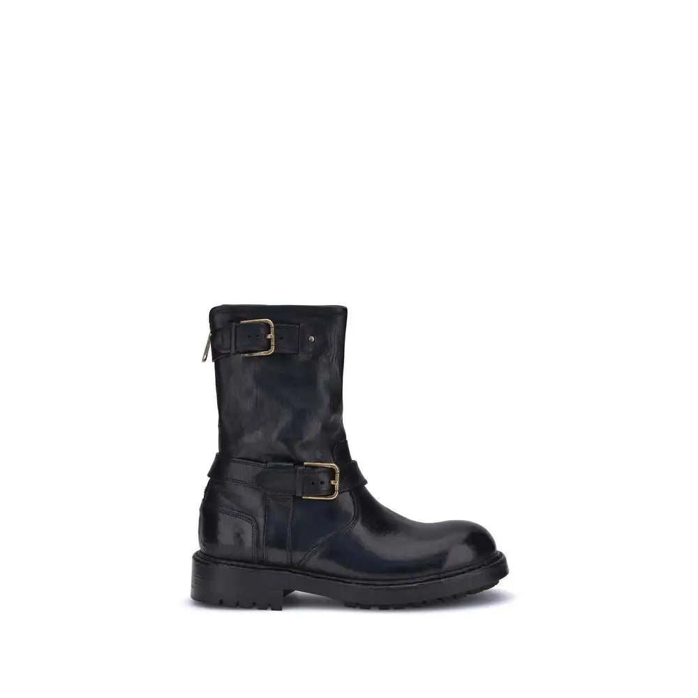 Dolce & Gabbana Schwarze Kalbshaut Bos Taurus Schnürstiefel