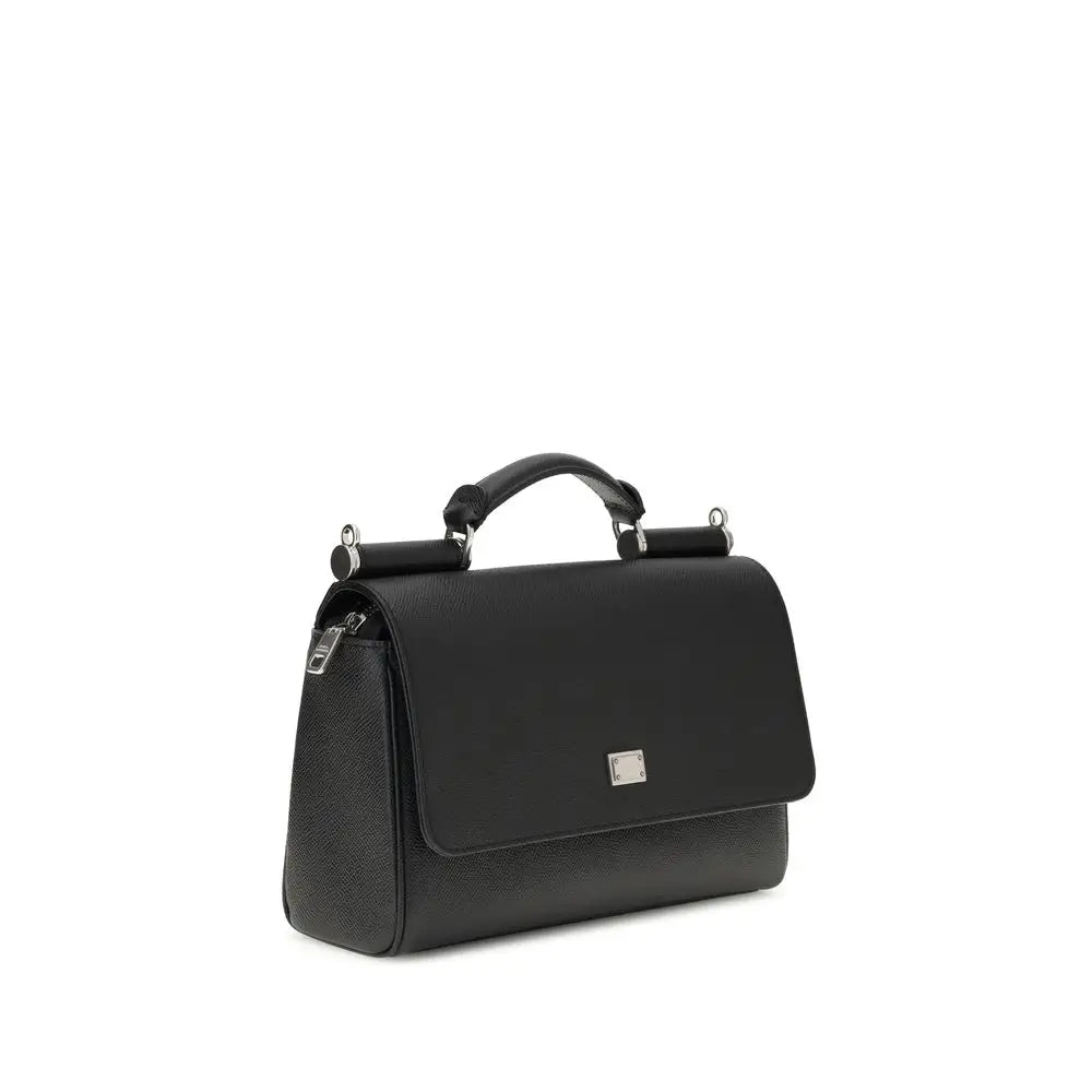 Dolce & Gabbana Schwarze Kalbshaut Bos Taurus Schultertasche