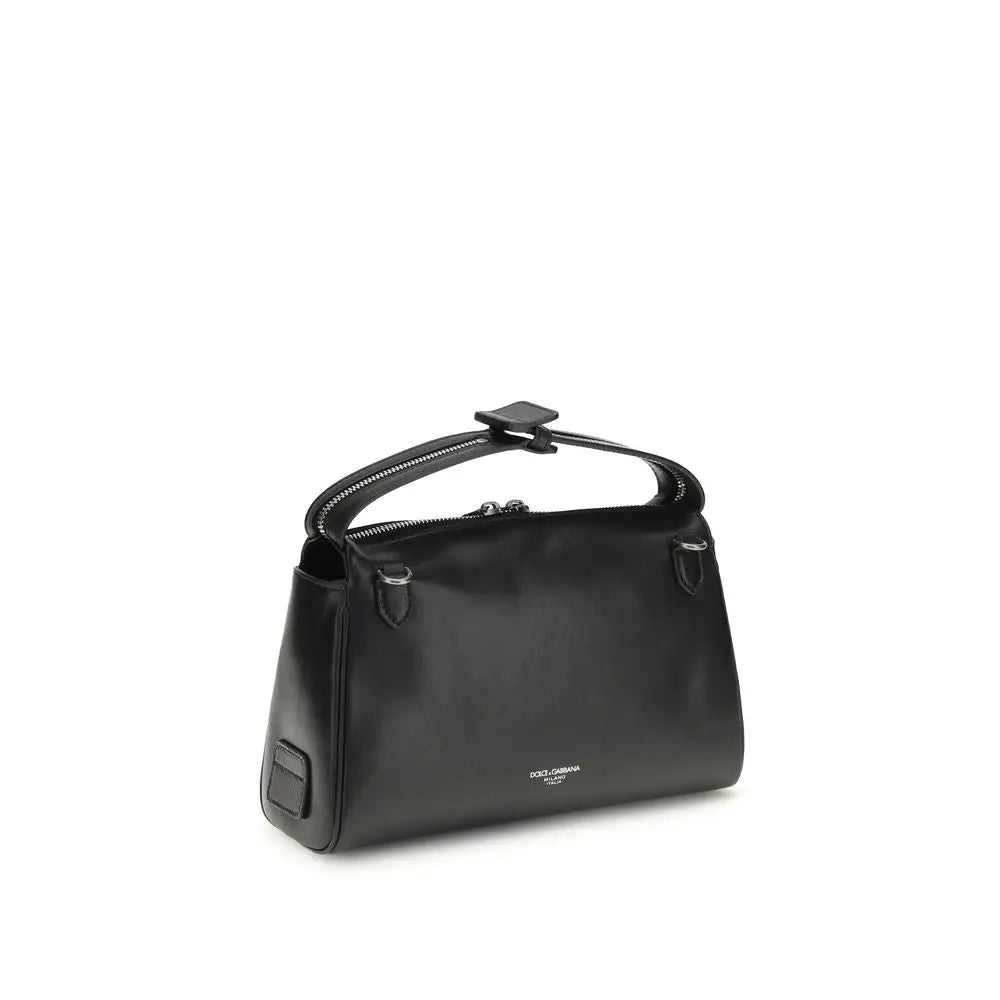 Dolce & Gabbana Schwarze Kalbsleder Bos Taurus Handtasche