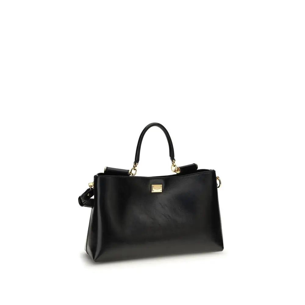Dolce & Gabbana Schwarze Kalbsleder Bos Taurus Handtasche